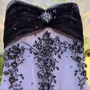 Elegant Black and White Embellished Dress